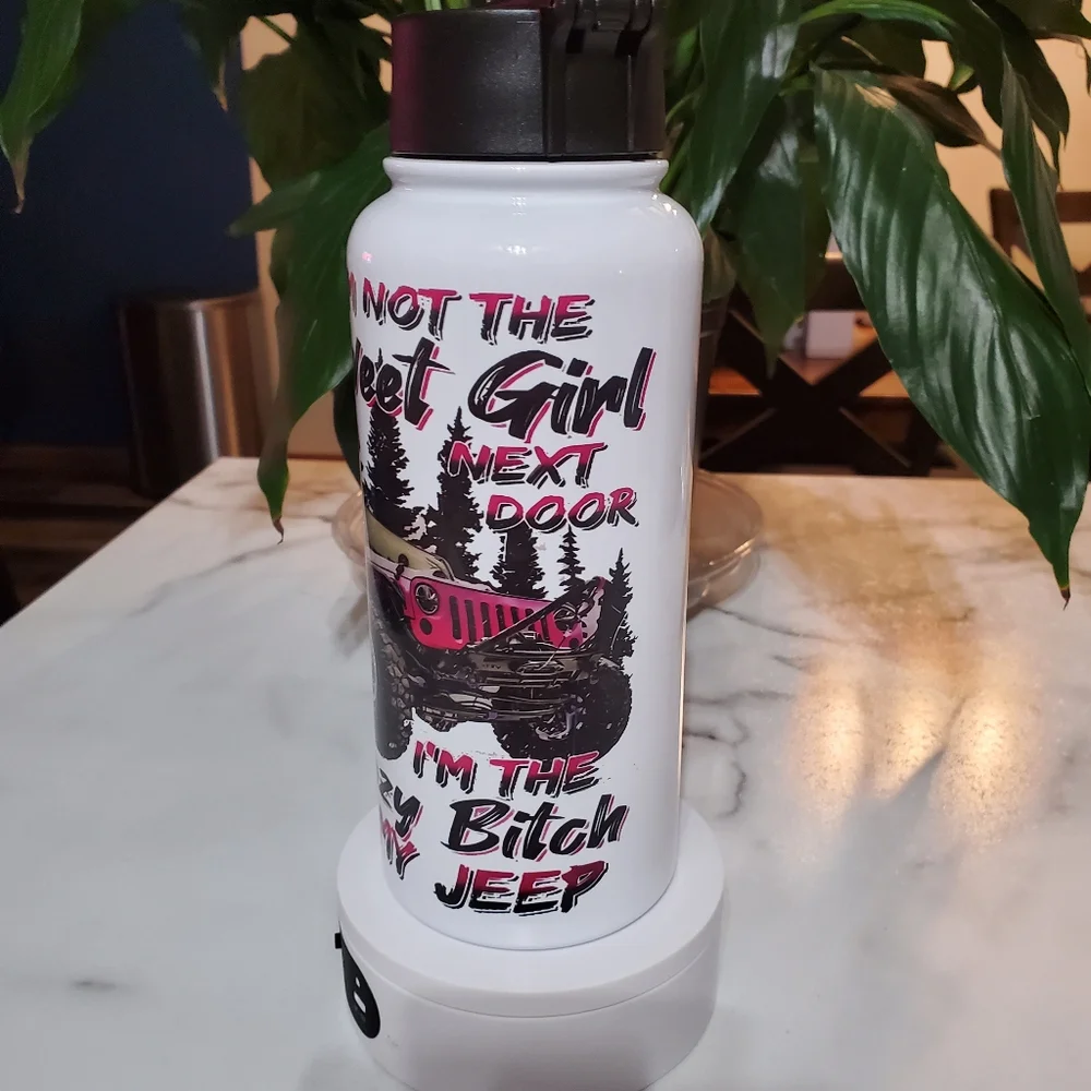 I'M THE Crazy BI*** IN MY JEEP 32oz Hydro Handle Bottle Tumbler 💜sale